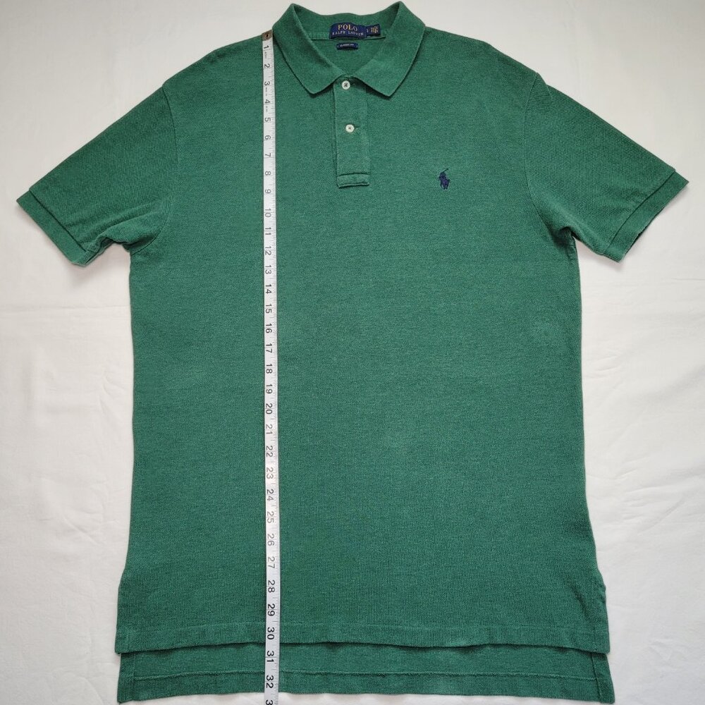 Polo Ralph Lauren Polo Classic Fit Short Sleeve Shirt Heather Green Large Preppy - Picture 3 of 9